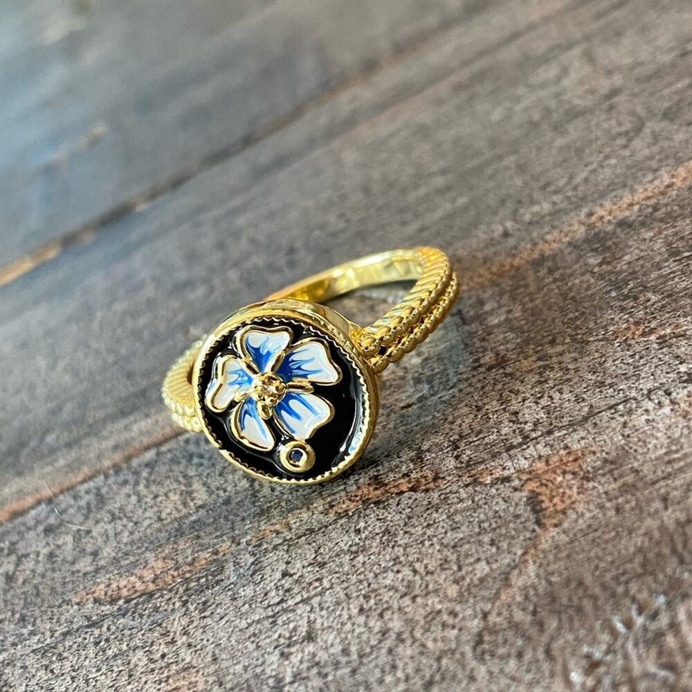 New Blue Floral Statement Ring - image 3